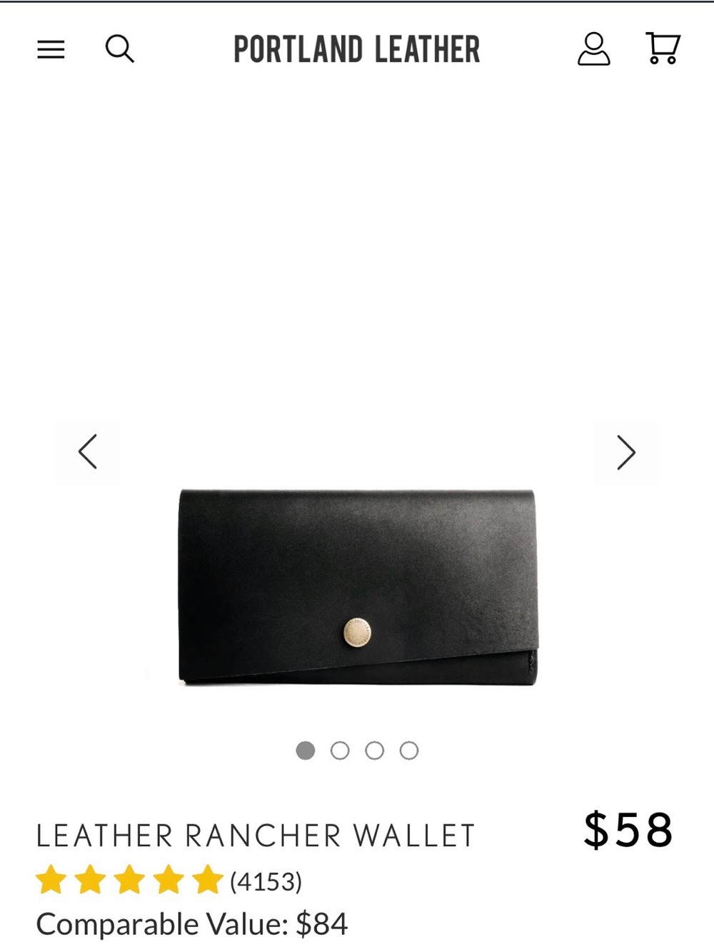 Portland Leather Black Trifold Rancher Wallet